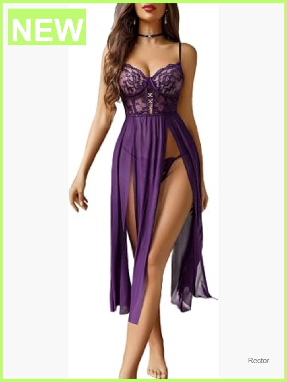 Women's Lace Babydoll Chemise Nightgown Sexy Mesh Slip Dress